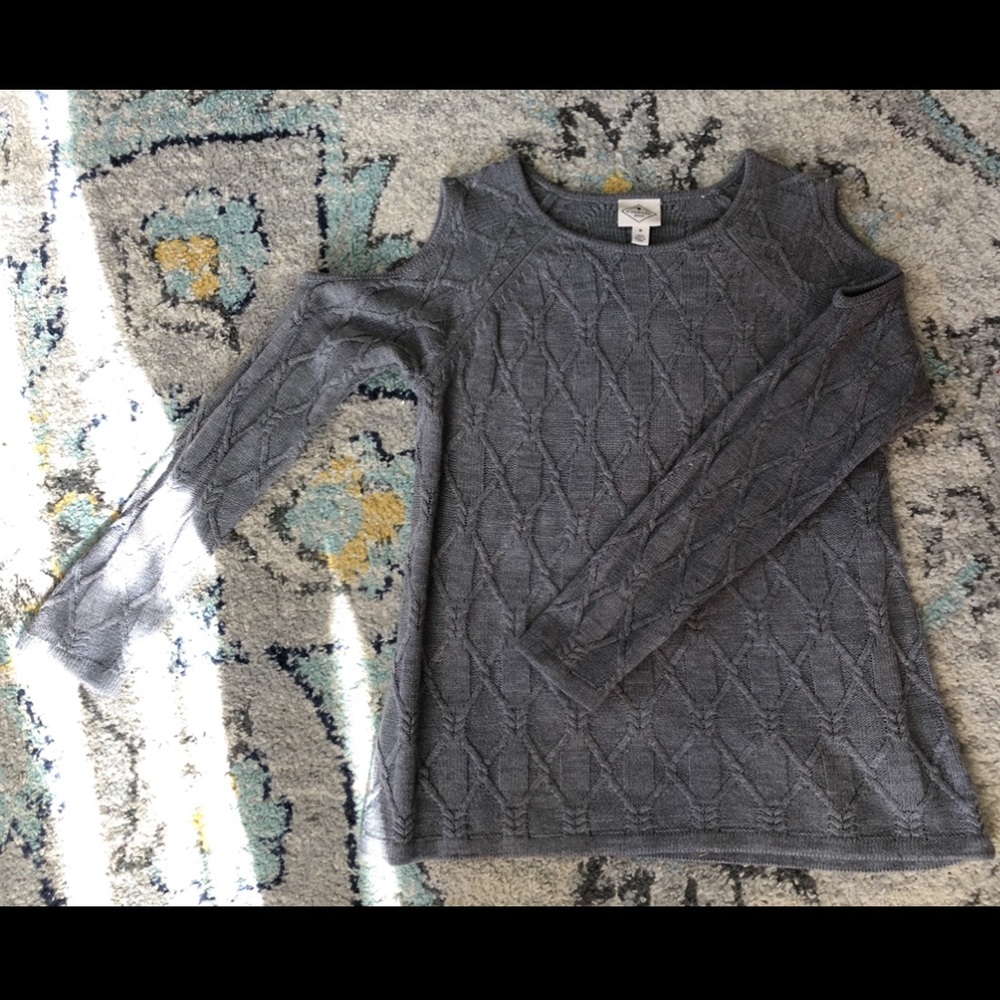 Cold-Shoulder Cable-Knit Sweater